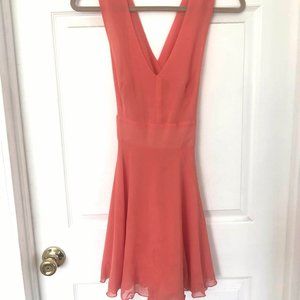 Peach skater chiffon cocktail dress